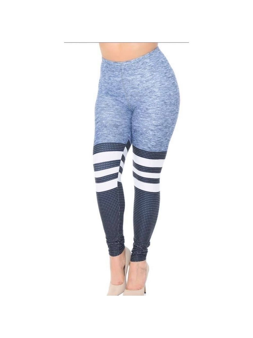 TRÏBE Split Crossfit Gym Workout Sport Full Length Blue Leggings Size XS NWT